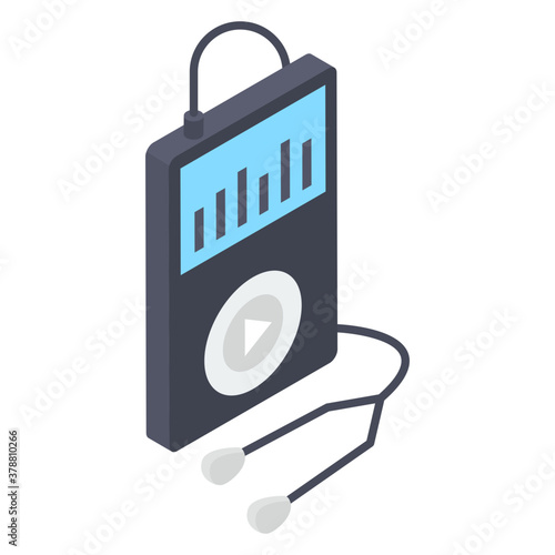 
Mp3 player icon in isometric vector design.

