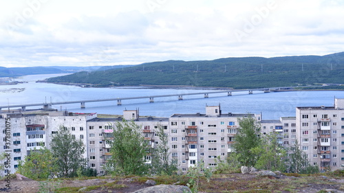 View of the city and the Bay from the hills. Murmansk Russia