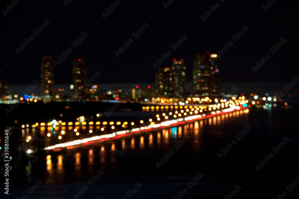 City lit up at night, Miami Beach, Florida, USA