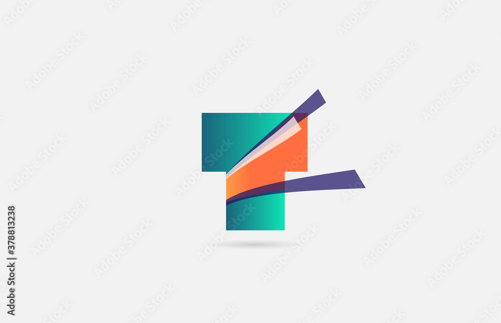 T alphabet letter logo icon template. Creative line design for business and company in green orange colour T alphabet letter logo icon template. Creative line design for business and company in green orange colour