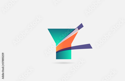 Free Download Y alphabet letter logo icon template. Creative line design for business and company in green orange colour - GFXLoad
