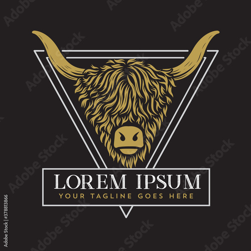 Highland Cow Logo Template
