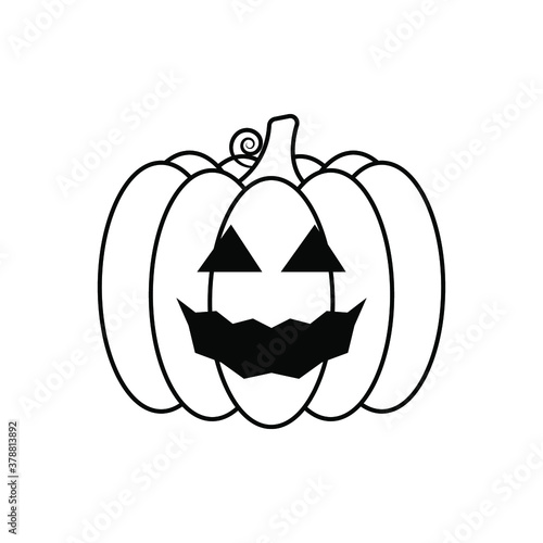 Vector Jack-o-lantern pumpkin on isolated  funny scary halloween pumpkin face  cartoon illustration.
