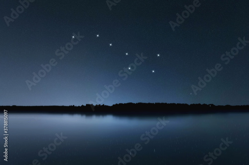Big Dipper, Ursa Major star constellation, Night sky, Cluster of stars, Deep space