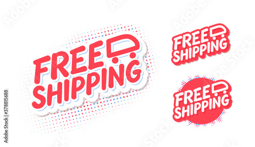 Free shipping. Vector lettering icons set.