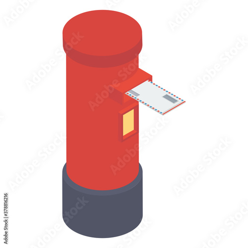 
Vintage mailbox isometric vector isolated on white background.
