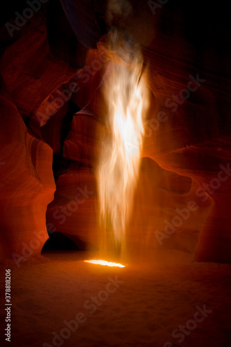 Sunbeam falling into a slot canyon, Antelope Canyon, Page, Arizona, USA
