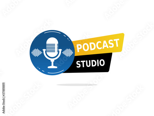 Live podcast logo. Vector illustration icon design template