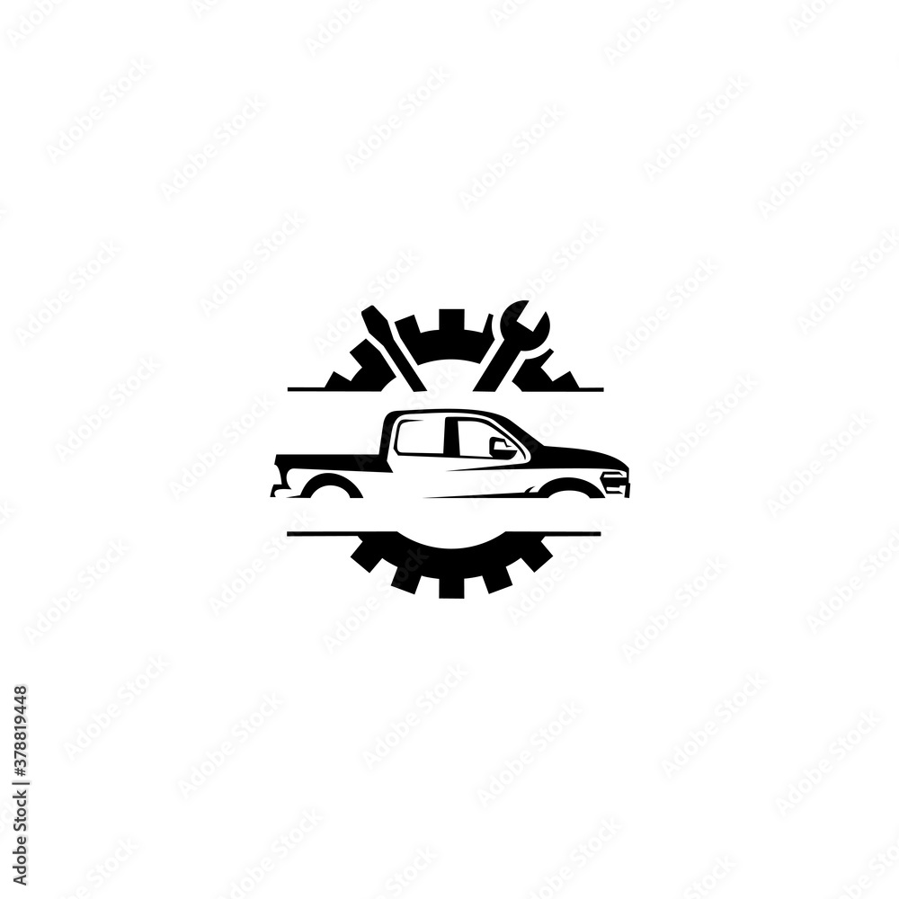 Naklejka premium Pick up truck, truck logo template. vector illustration on white background.
