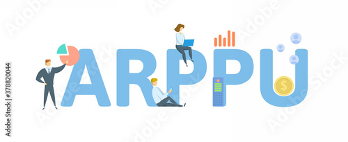ARPPU, Average Revenue Per Paying User. Concept with keyword, people and icons. Flat vector illustration. Isolated on white.
