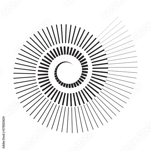 Spiral with lines as dynamic abstract vector background or logo or icon