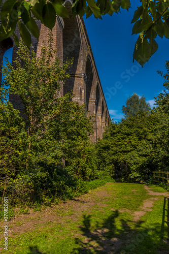 A panorama view from the path beside the Chappel Viaduct near Colchester, UK in the summertime