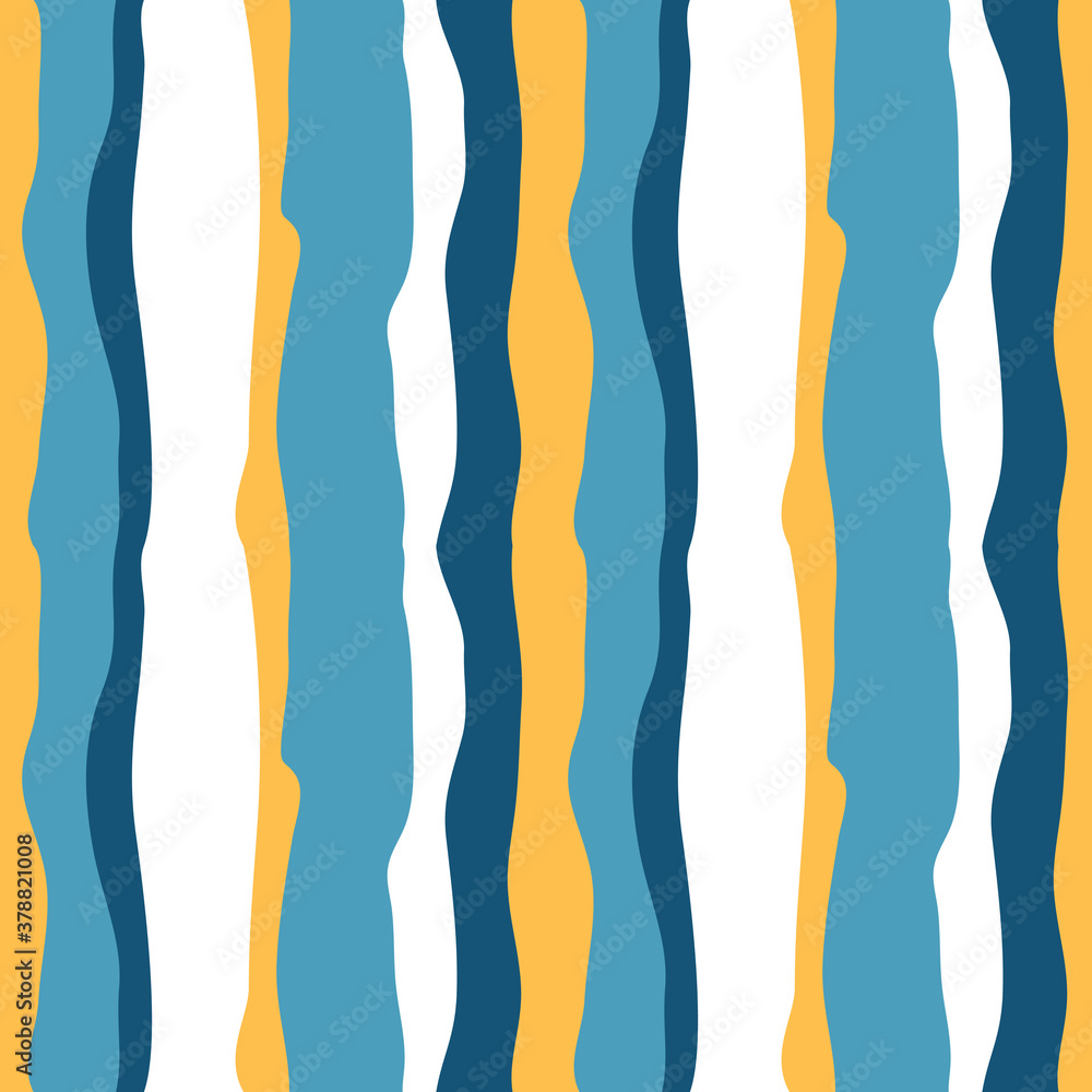Yellow blue stripe vector seamless pattern. Elegant striped background. Blue yellow print for home textile and kitchen decor. Autumn seasonal Thanksgiving wrapping paper. Abstract wallpaper tile