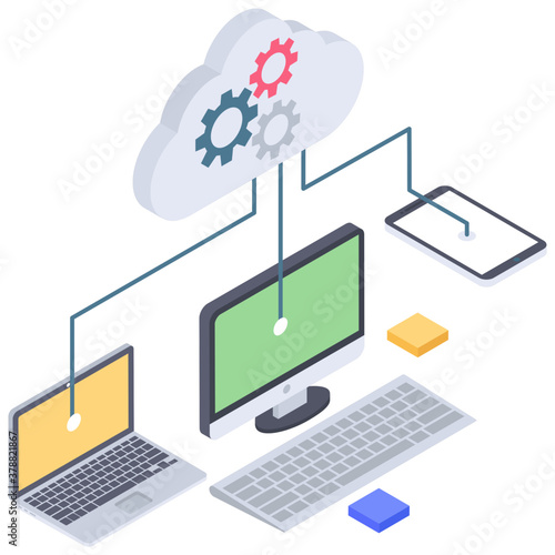 
Isometric icon of cloud technology vector 
