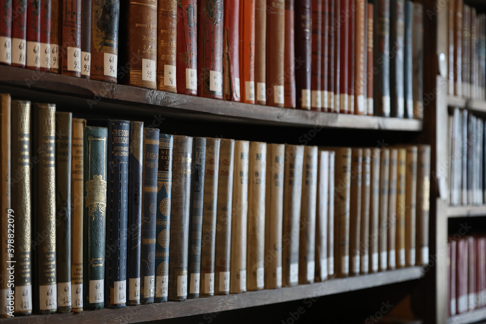 Ancient books on a bookshelf Ancient books on a bookshelf