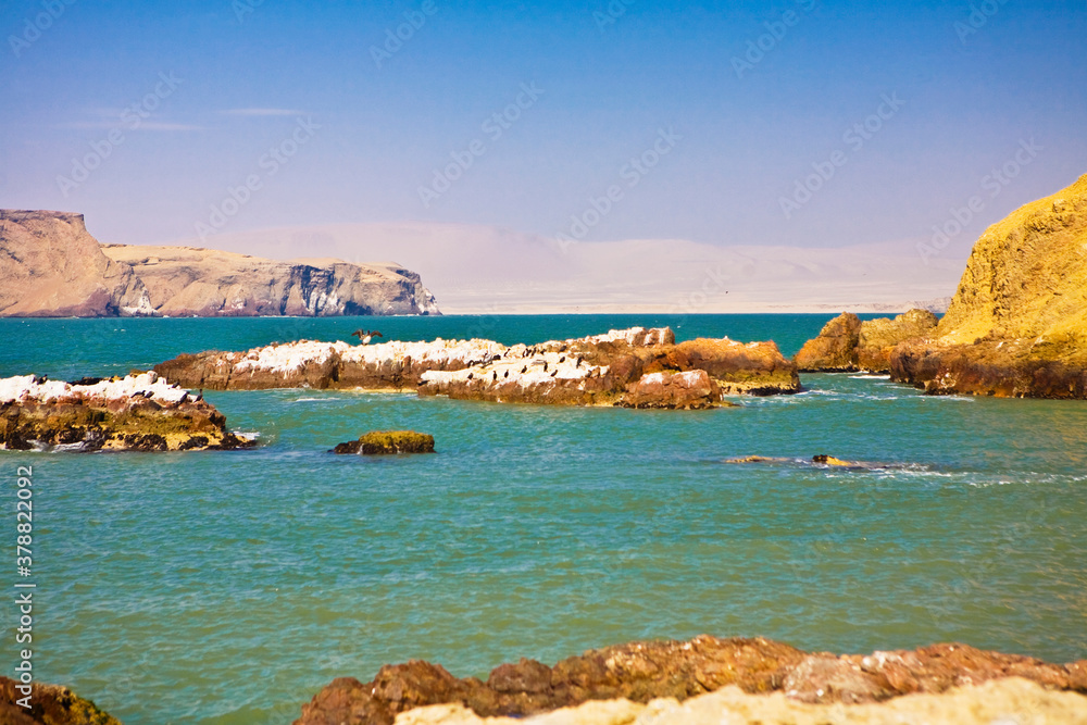 Rock formations in water, Paracas National Reserve, Paracas, Ica Region, Peru