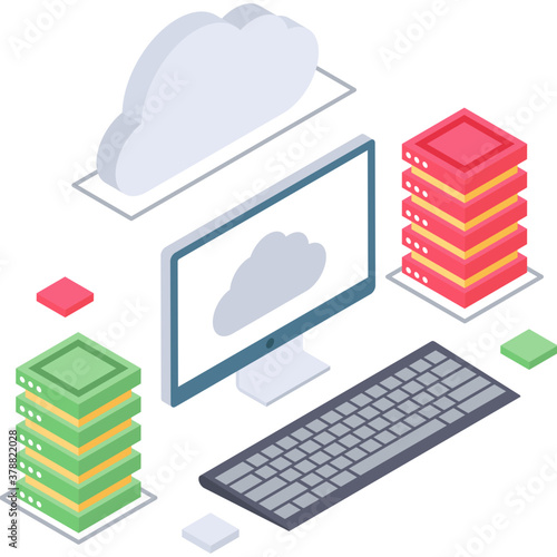 
Isometric icon of cloud technology vector 
