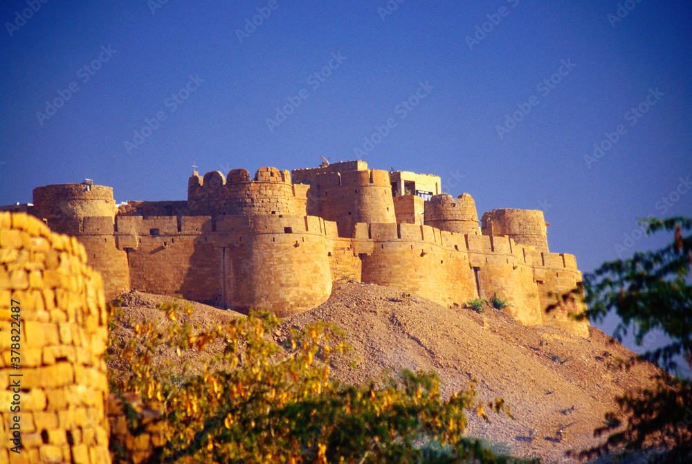 Low angle view of a fort, Golden Fort, Jaisalmer, Rajasthan, India 