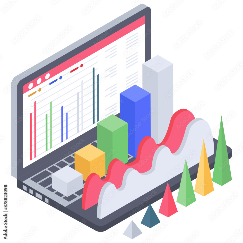 Fototapeta premium Online data infographic isometric icon 