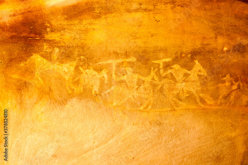 Archeological pre-historic human cave paintings in India