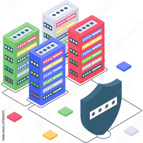 
Database technology  illustration in isometric vector 
