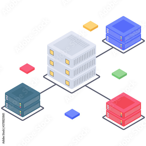 
Database technology  illustration in isometric vector 
