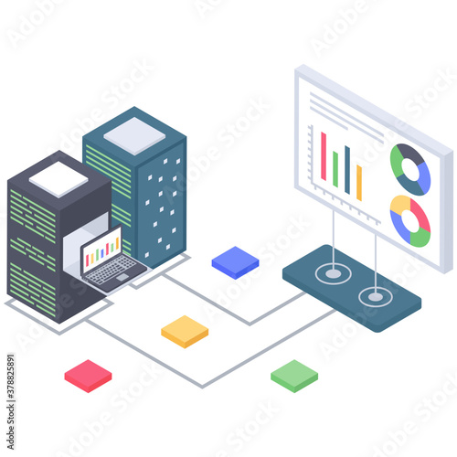
Database technology  illustration in isometric vector 
