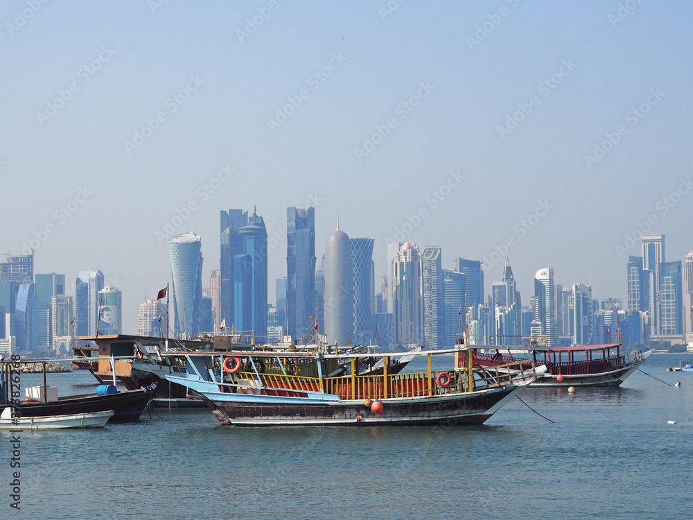 Fototapeta premium Doha, Qatar skyscraper landscape view