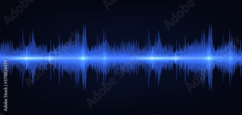 Sound wave. Vibrant Gradient Light. Frequency soundtrack waveform. Vector illustration voice graph signal on black background