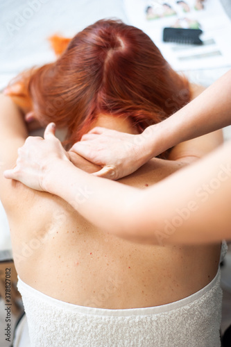 Wellness back massage in a beauty salon