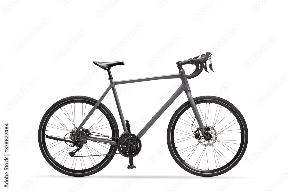Studio shot of a gray sport bicycle