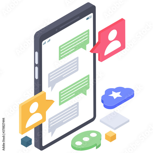 
Isometric online chatting vector design 
