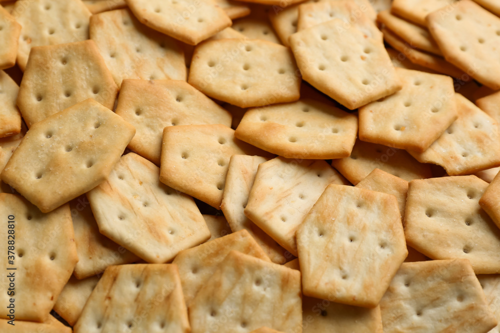 Many delicious crackers as background, closeup view Many delicious crackers as background, closeup view
