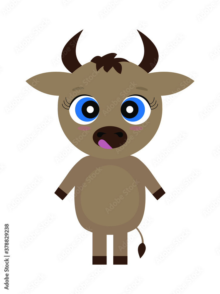 Fototapeta premium cartoon Bull -a symbol of the New year 2021. Vector stock illustration