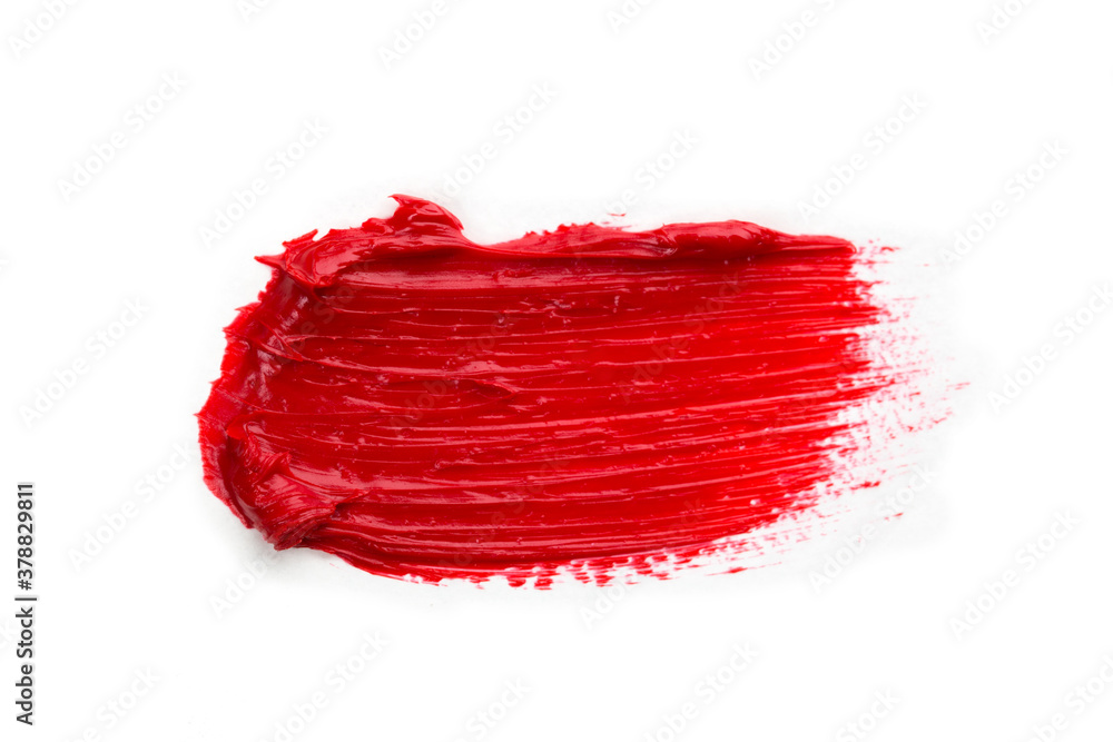 Red colored brush stroke paiting over isolated background, canvas watercolor texture, red lipstick smudge Red colored brush stroke paiting over isolated background, canvas watercolor texture, red lipstick smudge