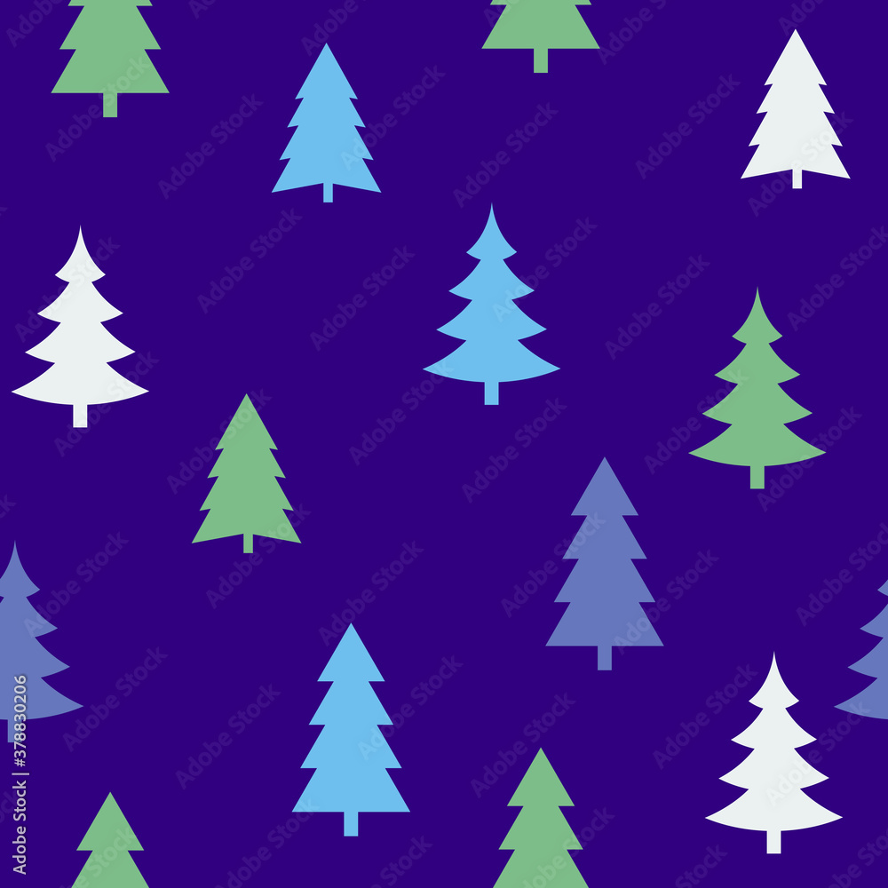 Abstract Christmas seamless pattern with decorative Christmas tree. Print for greeting cards, fabric or wrapping paper designs.  Eps 10 vector illustration.
