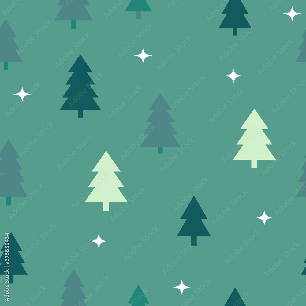 Abstract Christmas seamless pattern with decorative Christmas tree. Print for greeting cards, fabric or wrapping paper designs.  Eps 10 vector illustration.
