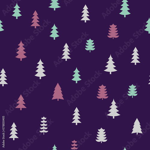 Abstract Christmas seamless pattern with decorative Christmas tree. Print for greeting cards, fabric or wrapping paper designs. Eps 10 vector illustration. 