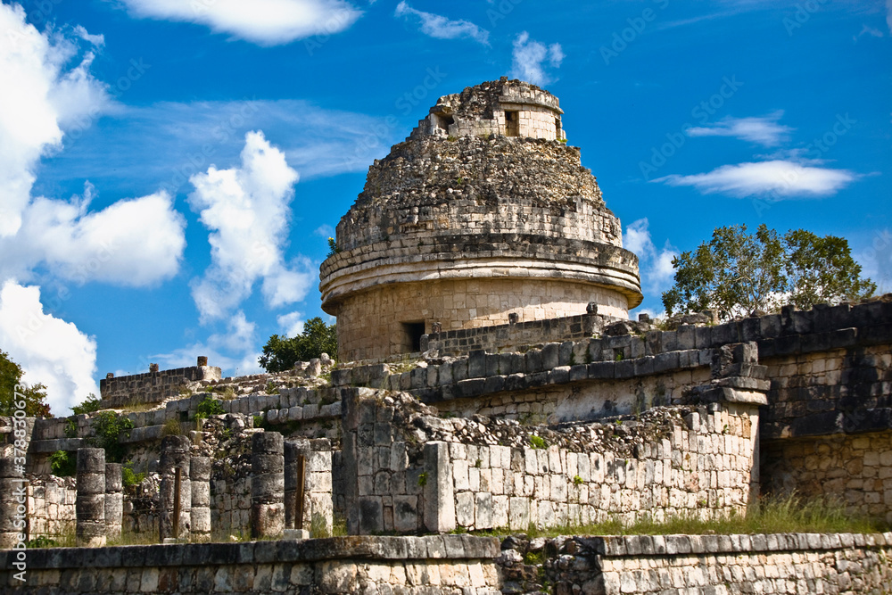 Low angle view of an Observatory, Chichen Itza, Yucatan, Mexico