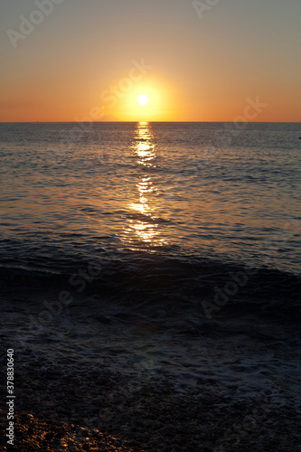 Red sunset over the sea. Beautiful sunset.