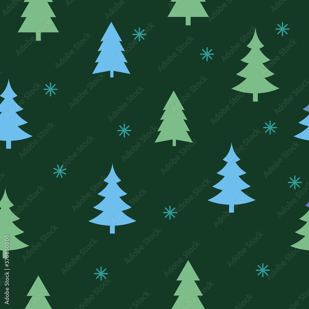 Abstract Christmas seamless pattern with decorative Christmas tree. Print for greeting cards, fabric or wrapping paper designs.  Eps 10 vector illustration.
