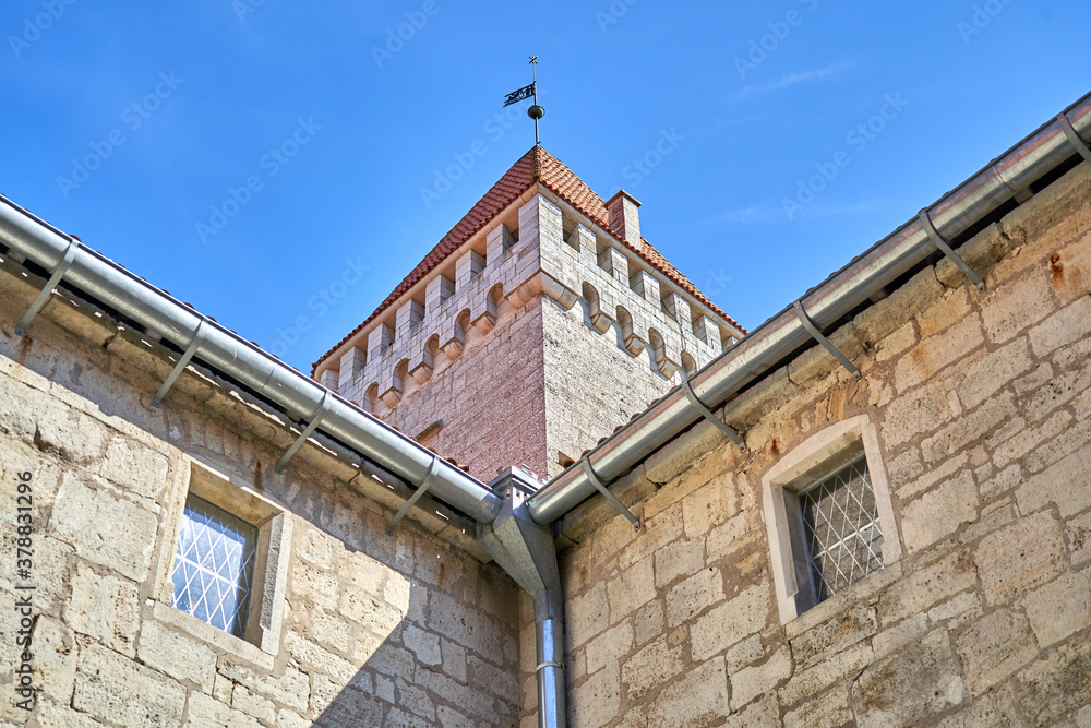 Building in the old town with a tower
