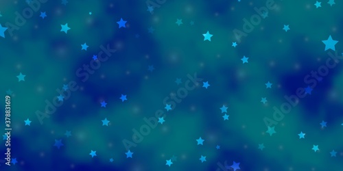 Light BLUE vector template with neon stars. Shining colorful illustration with small and big stars. Pattern for new year ad, booklets.