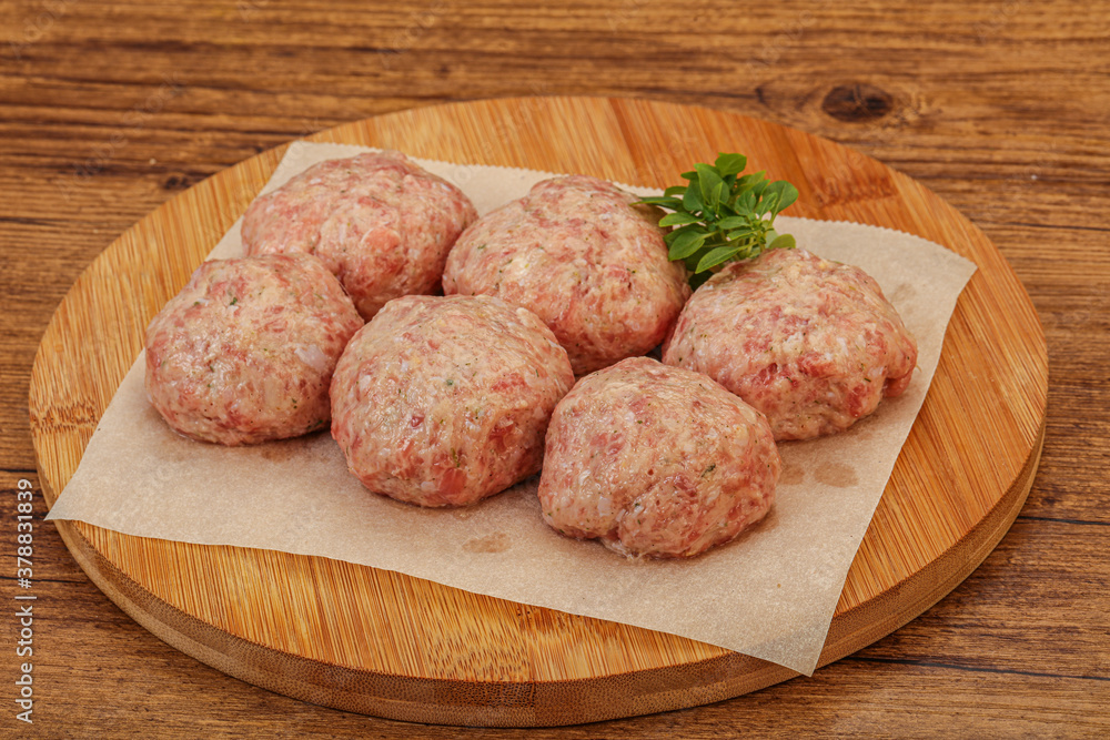Raw turkey meatball for cooking Raw turkey meatball for cooking