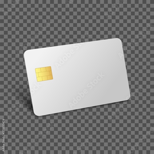 Credit card mockup. Debit 3D realistic vector bank blank template. Vector plastic empty chip card.