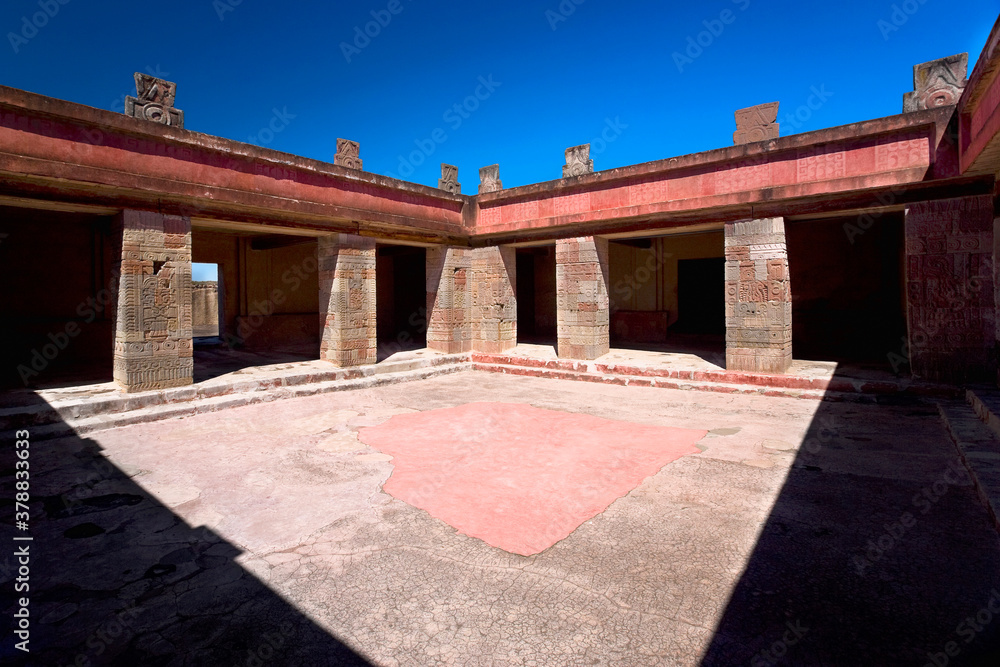 Courtyard of a palace, Quetzalpapalotl Palace, Teotihuacan, Mexico