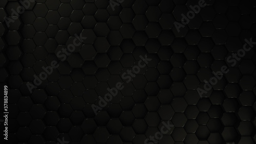 carbon and chrome hexagon modern background, 3d render illustration