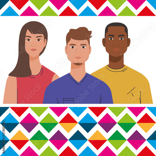 national hispanic heritage month, with group of people together, diversity and multiculturalism concept vector illustration design