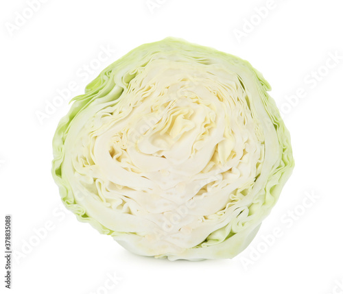 Half of fresh ripe cabbage isolated on white © New Africa