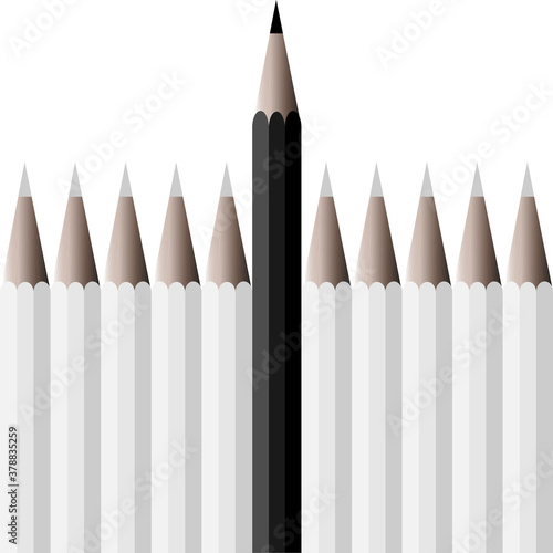 Black and White Pencils, Vector design on white background. uniqueness concept